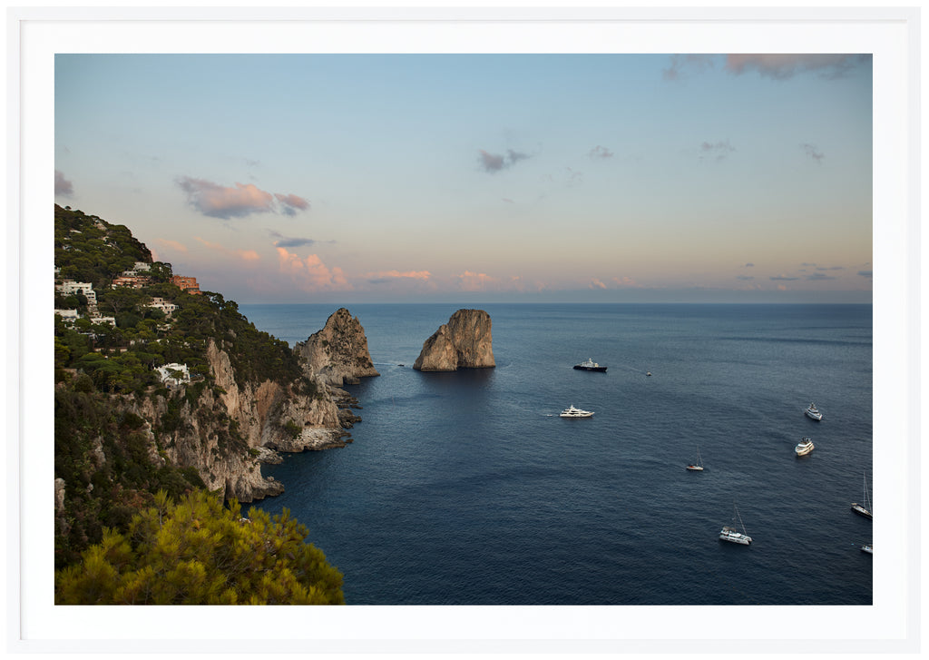 View over the Italian peninsula Capri. White frame. 