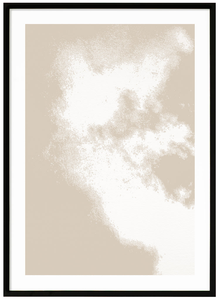 Poster av moln med beige bakgrund. Black Frame. 