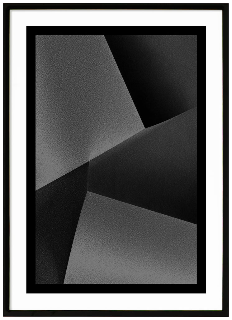Black and white abstract and graphic items in different shades with a black border. Black frame. 