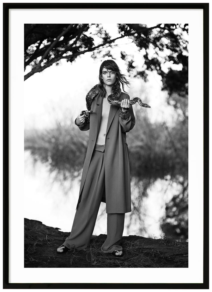 Iconic model Meghan Collison photographed in the Everglades, Florida. Black frame.
