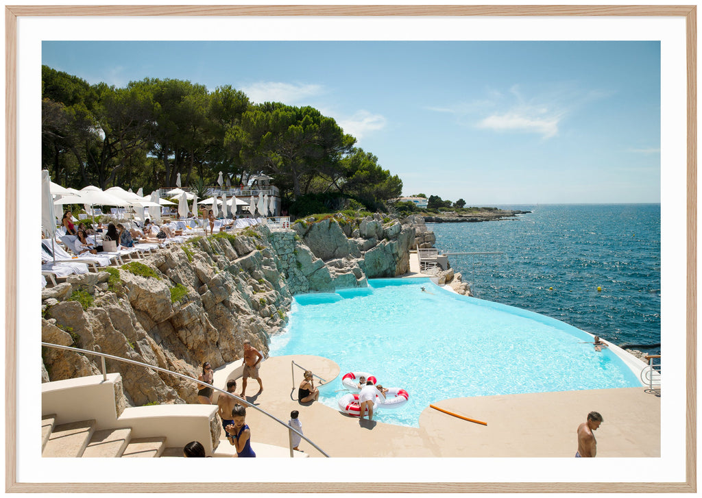Color photograph of the pool at the mythical Eden Roc on the French Riviera. Oak frame. 