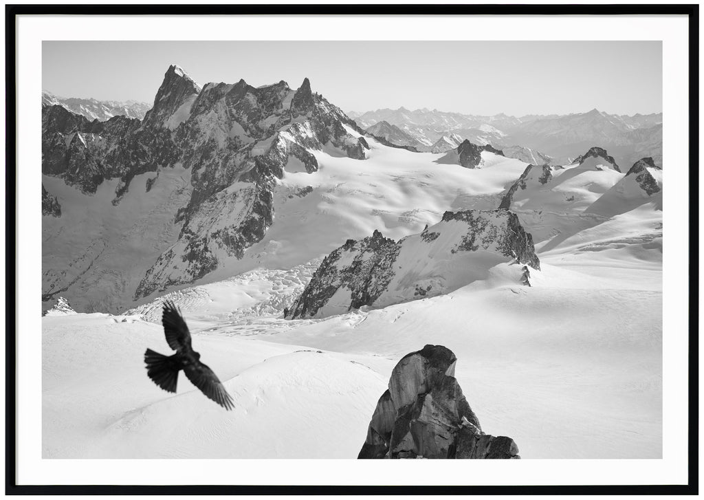 black and white photography in addition to the French Alps. Black frame. 