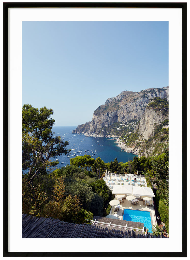 View from Villa Brunella on Capri. Black frame. 