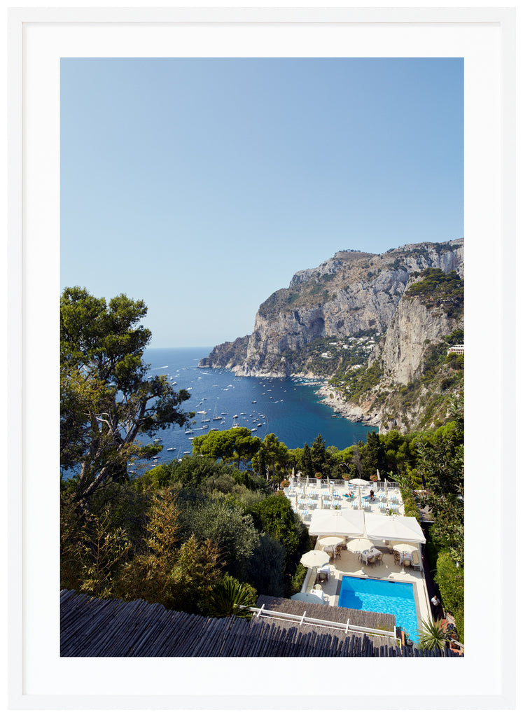 View from Villa Brunella on Capri. White frame. 