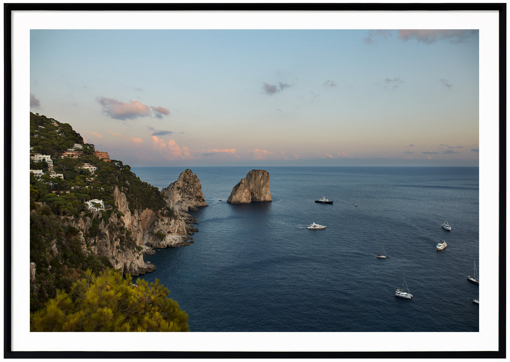 View over the Italian peninsula Capri. Black frame. 