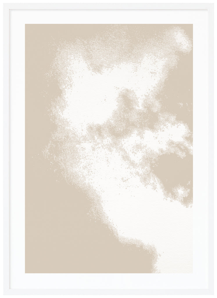 Poster av moln med beige bakgrund. White Frame. 