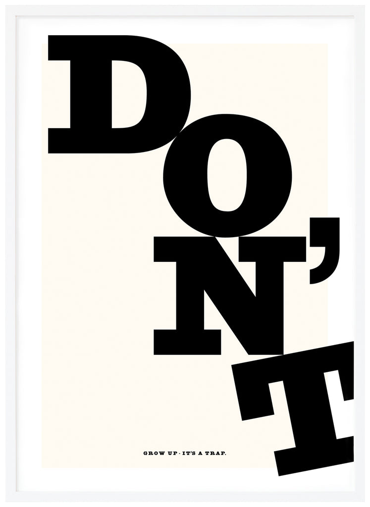  Black and white poster with black text. The motif is pronounced on one side. White frame. 