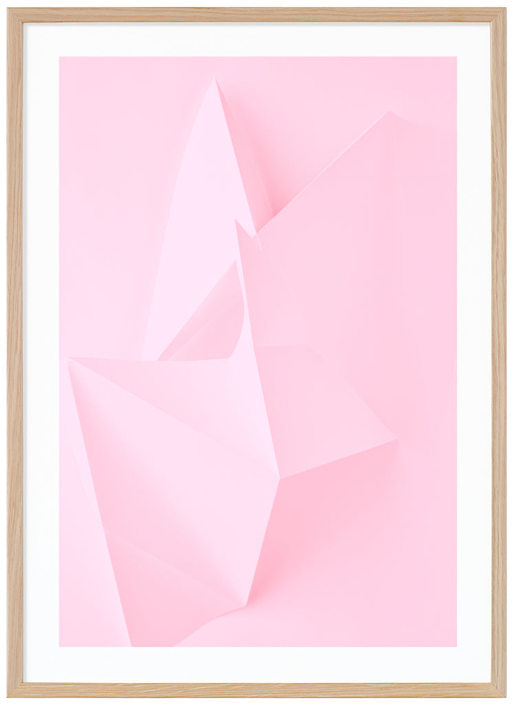 Pink abstract motif. Oak frame. 