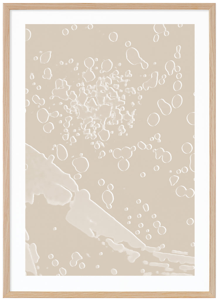 Posters of abstract motif in a beige monochrome tone. Oak frame. 