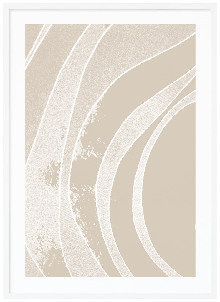 Abstract poster in different shades of beige. White frame.