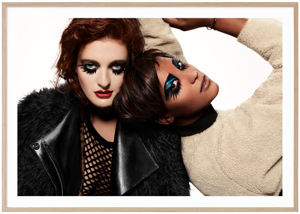 Poster of the pop duo Icona Pop photographed by John Scarisbrick. Oak frame. 