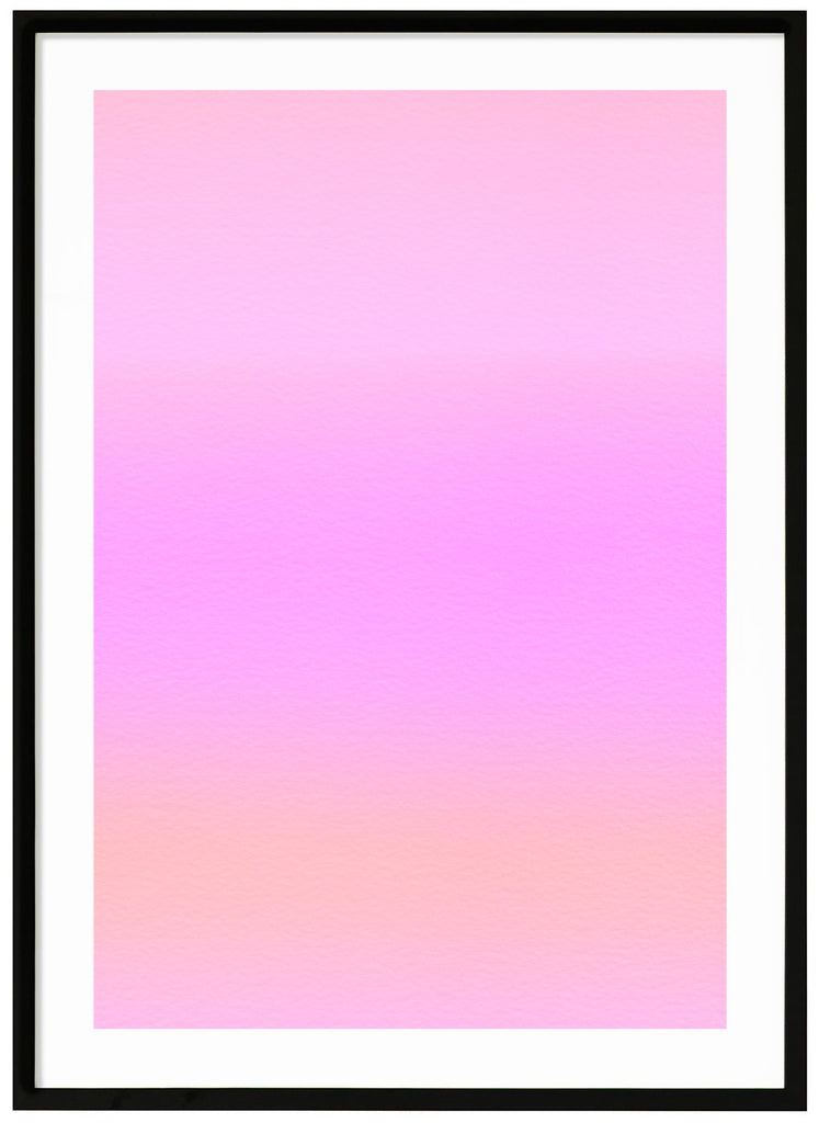  Abstract poster in pink tones. The original watercolor paper structure is visible up close. Black frame. 