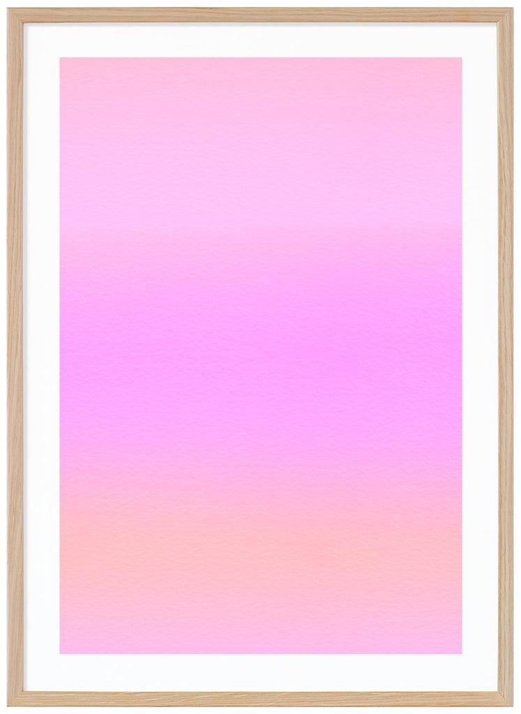  Abstract poster in pink tones. The original watercolor paper structure is visible up close. Oak frame. 