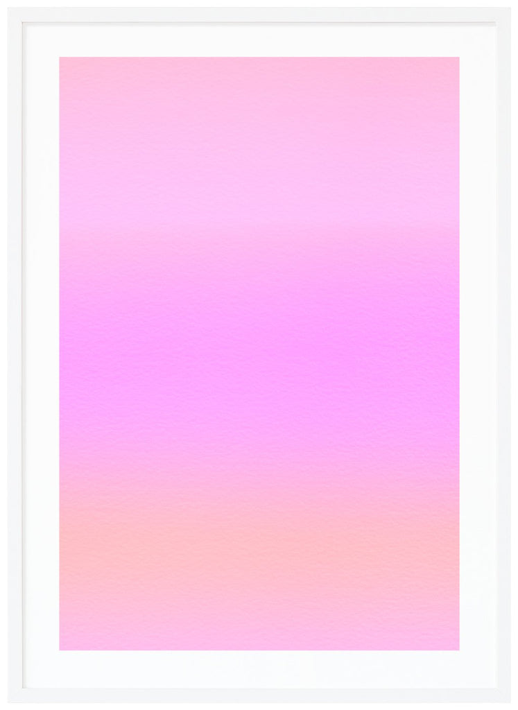  Abstract poster in pink tones. The original watercolor paper structure is visible up close. White frame. 