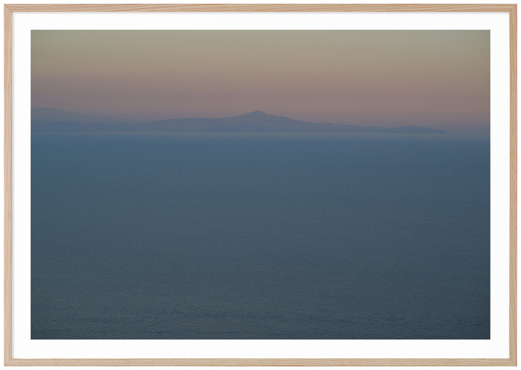 Photograph of the Mediterranean Sea seen from the Amalfi Coast in Italy.Triptych1.  Oak frame. 