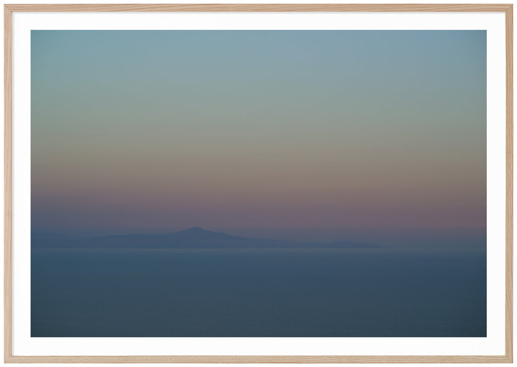 Photograph of the Mediterranean Sea seen from the Amalfi Coast in Italy.Triptych2. Oak frame. 