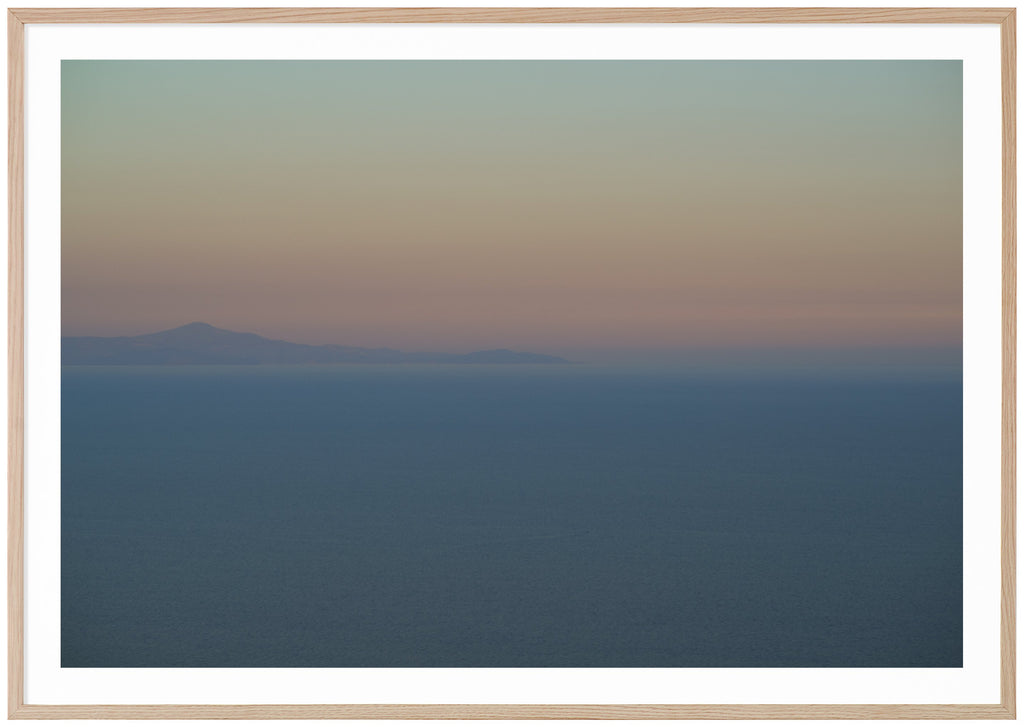 Photograph of the Mediterranean Sea seen from the Amalfi Coast in Italy. Triptych3. Oak frame. 