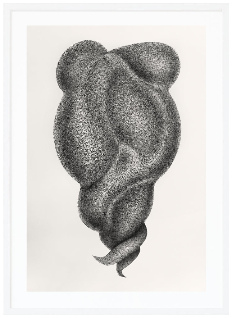 Black and white poster of abstract art with shadows. White frame. 