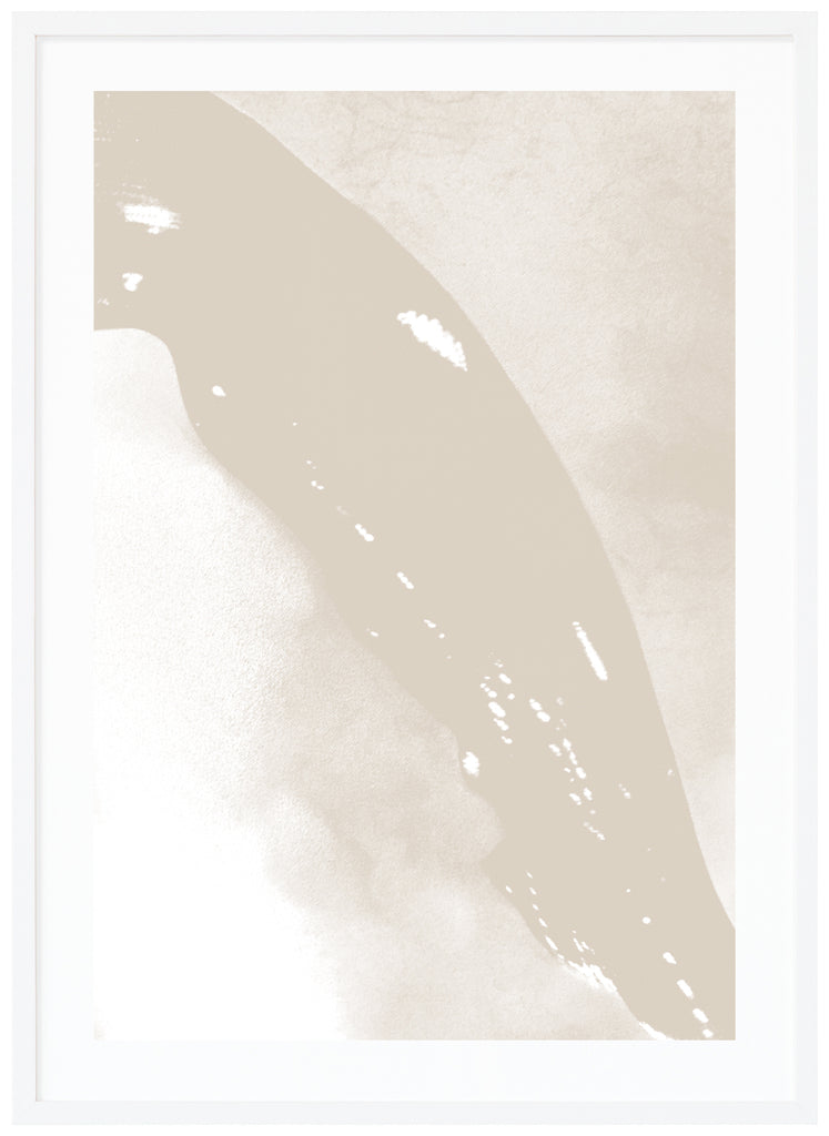 Posters with abstract motifs in gray / beige. White background. White frame. 