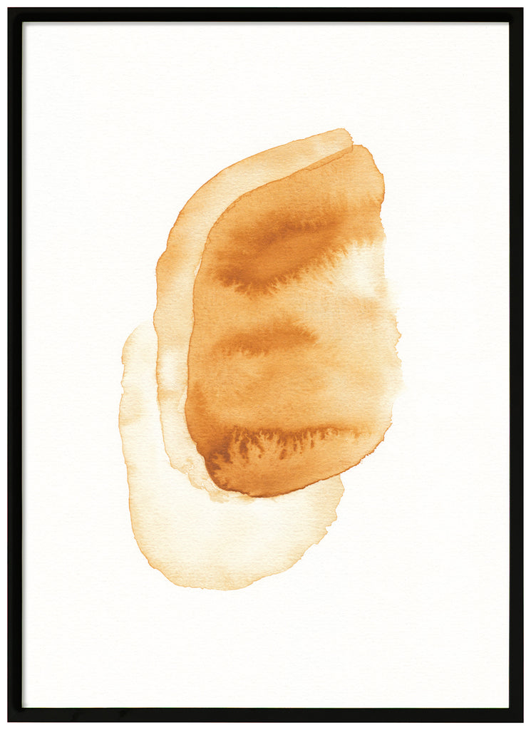 Yellow watercolor posters with three layers. White background. Black frame. 