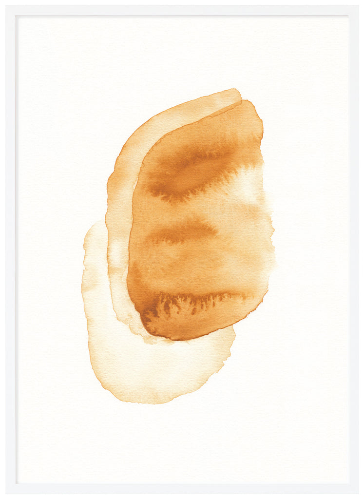 Yellow watercolor posters with three layers. White background. White frame. 