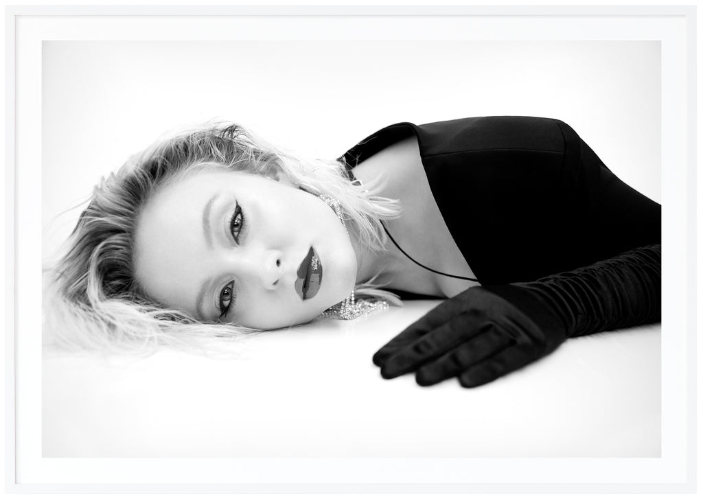 Poster Girl, Zara Larsson shot by John Scarisbrick. White frame. 