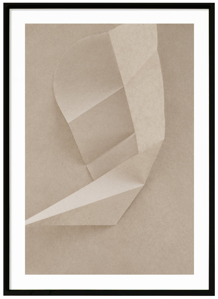 Gray / beige posts of abstract motif. Portrait format. Black frame. 