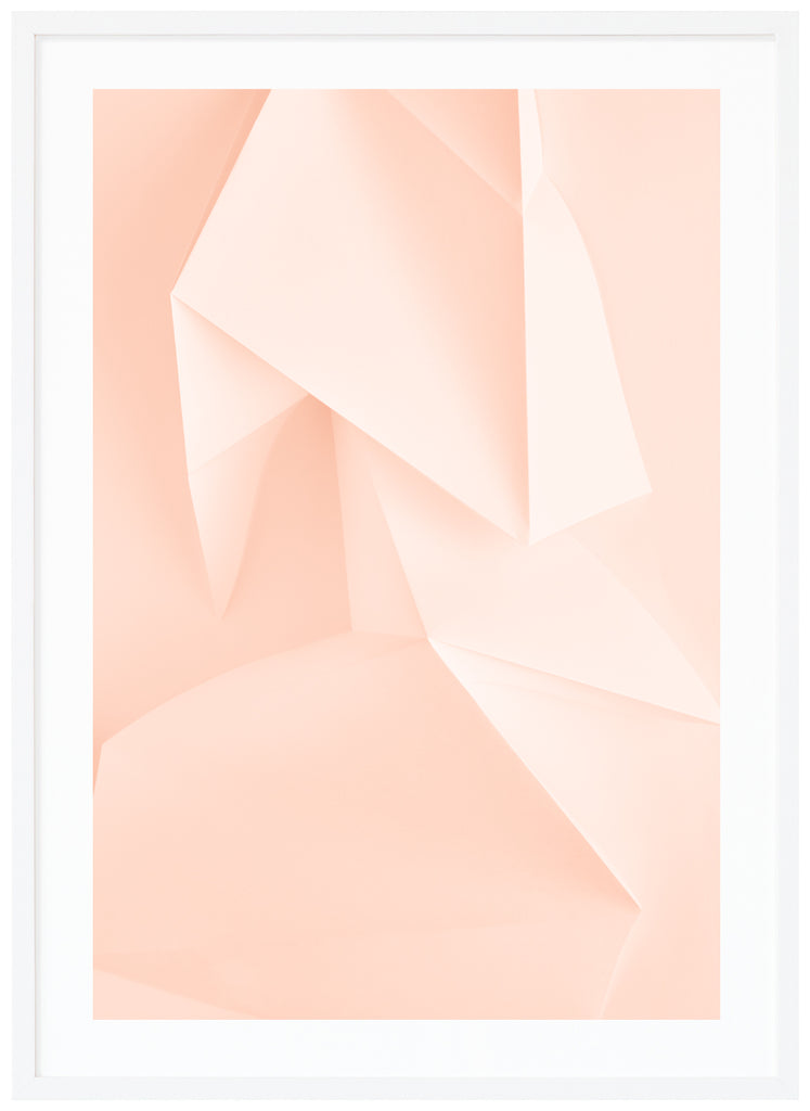 Abstract items in different pink tones. Portrait format. White frame. 