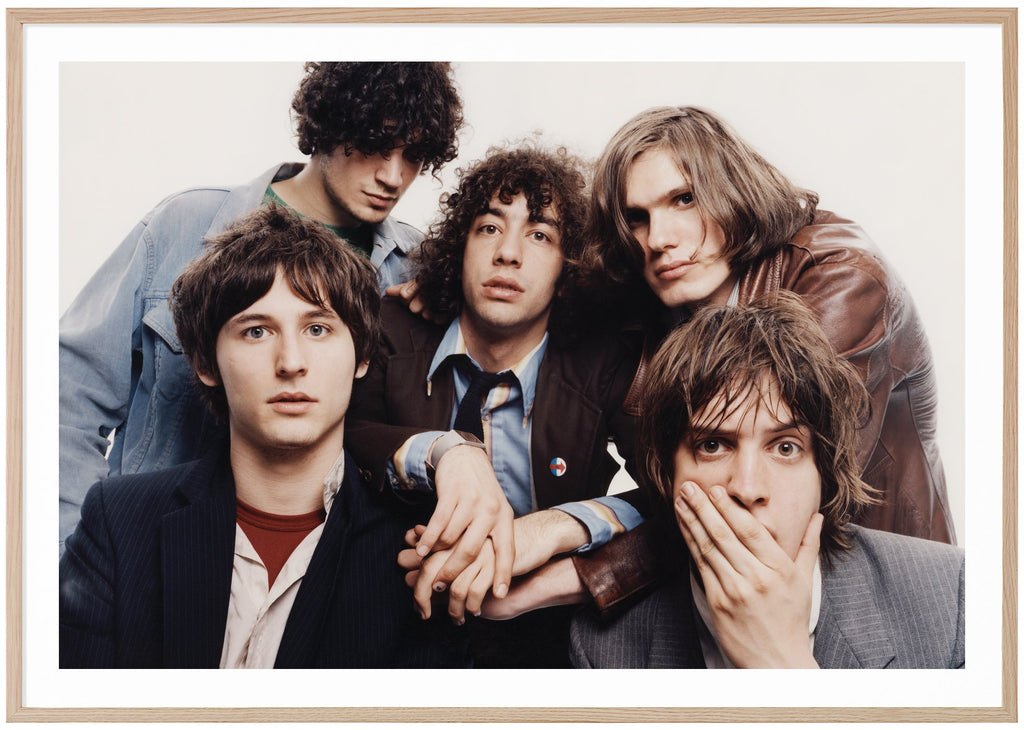 The American rock band The Strokes photographed in 2001 by John Scarisbrick in New York. Oak frame. 