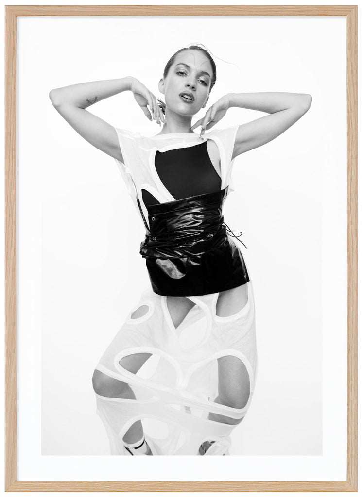 Black and white photograph of the incredible pop star Tove Styrke. Oak frame. 