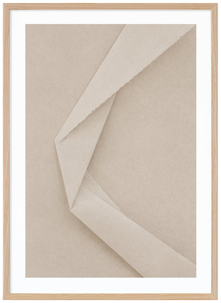 Graphic beige poster. Oak frame. 