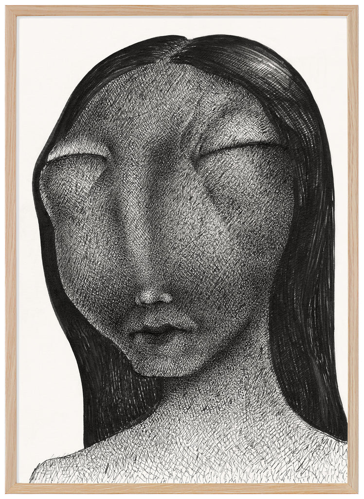 Universe, motif by Swedish artist Henrik Delehag. Oak frame.
