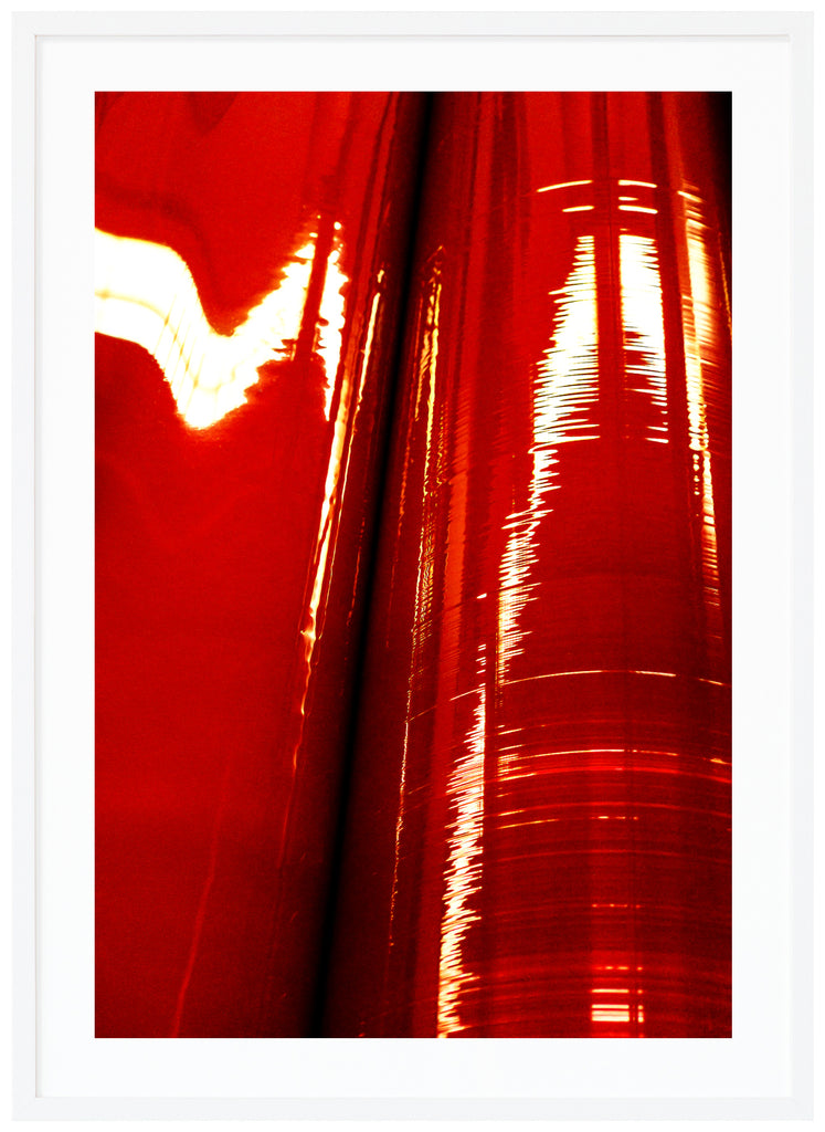 Abstract photo in red tones. White frame. 