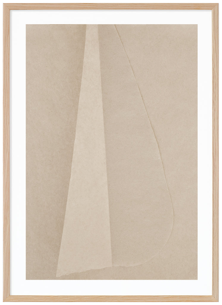 Abstract poster with beige tones. Oak frame.